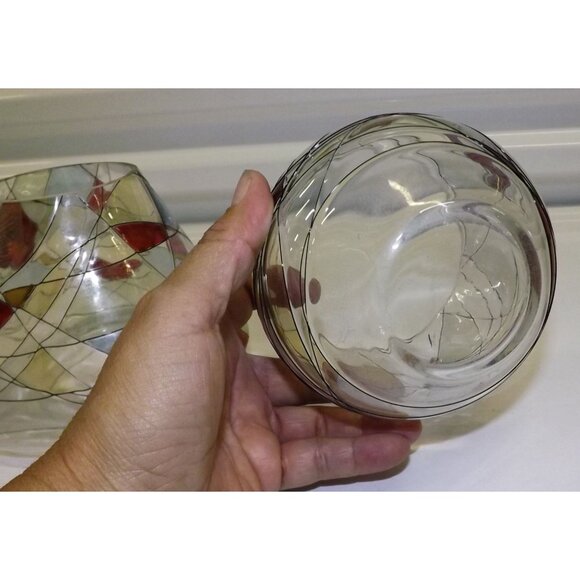 PartyLite Mosaic Calypso Jar Glass Candle Shade Vase & Lampshade Set Abstract - Picture 9 of 12